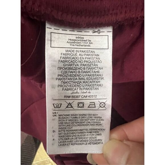 Adidas Men Multi Sport Track Pants 2XL Burgundy Shadow Red Drawstring Fleece - Picture 10 of 12
